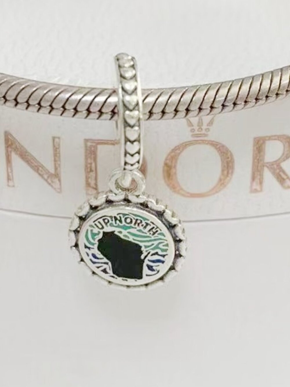 Michigan Genuine PANDORA Up North WJ Silver Dangle Charm